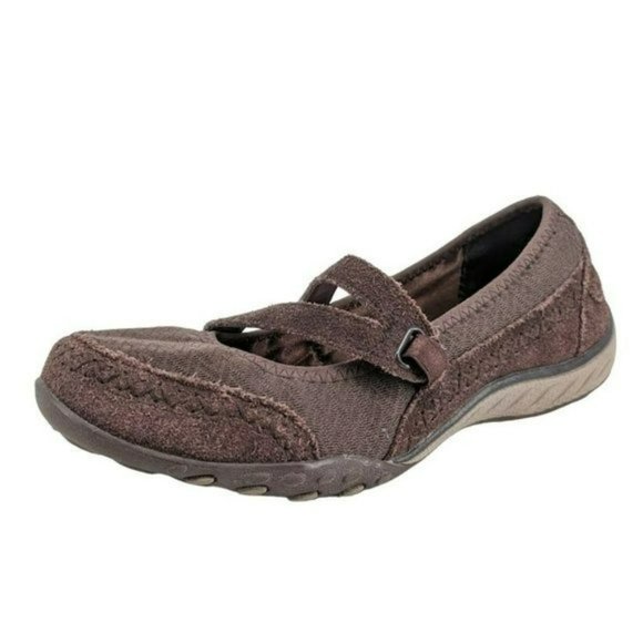 Skechers Relaxed Fit Strappy Shoe 7 Brown Suede Breathe Easy Stretch Memory Foam - Picture 13 of 13